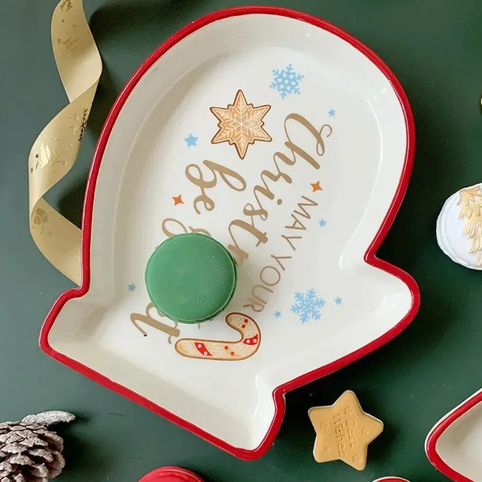 Assiette Déco De Noël - Etoile, Père Noël, Gant, étoile