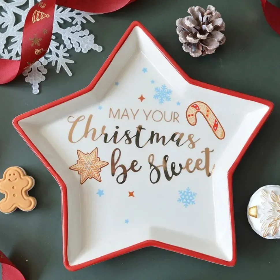 Assiette Déco De Noël - Etoile, Père Noël, Gant, étoile