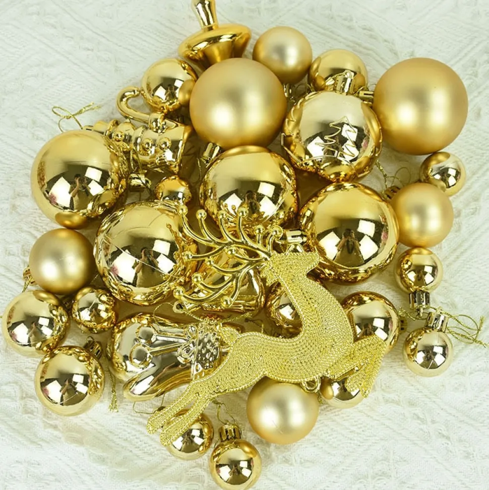 Boite De 30 Décorations De Noël - Or