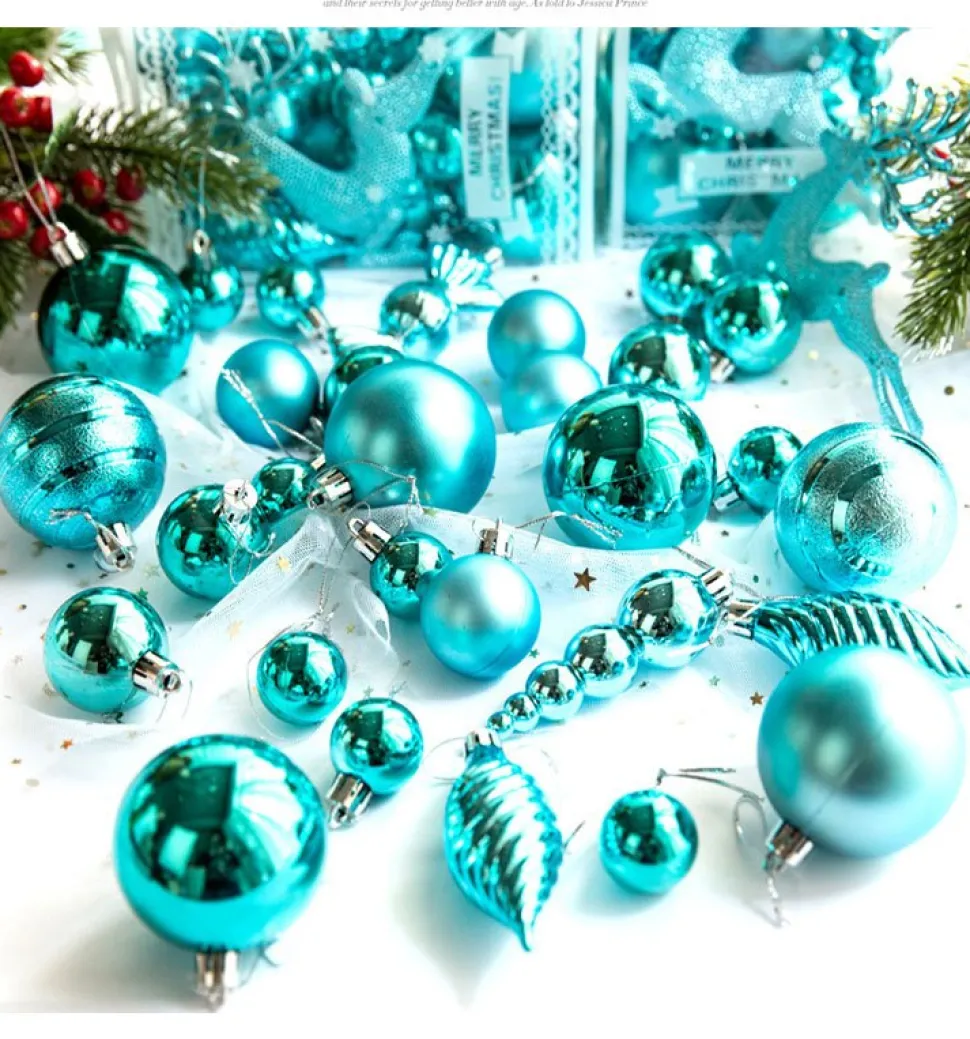 Boite De 30 Décorations De Noël - Bleu