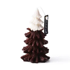 Bougie De Noël En Cire De Soja : Sapin Marron Et Blanc