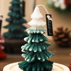 Bougie De Noël En Cire De Soja : Sapin Blanc Et Vert