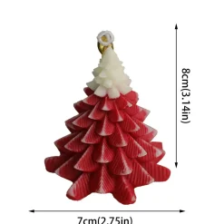 Bougie Sapin De Noël En Cire De Paraffine Naturelle : Rouge Et Blanc
