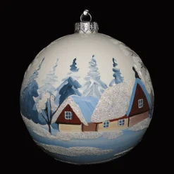 Boule De Noël Faite Main - Blanc - Village Nordique Taïga