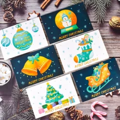 Carte De Noël - Bleue Et Blanche