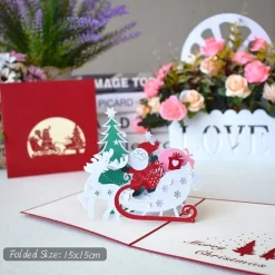 Carte De Noël 3D - Traineau