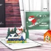 Carte De Noël En Relief - Piste De Ski