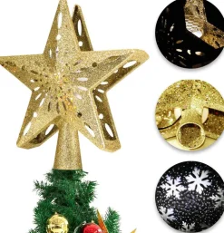 Cimier De Sapin De Noël Projecteur D'étoiles Et Flocons Or