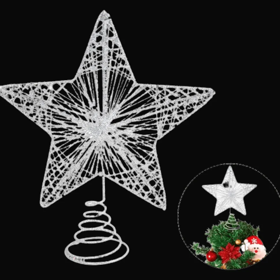Cimier De Sapin De Noël étoile 20cm - Argent