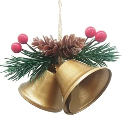 Cloche De Noël : Double Cloche Or