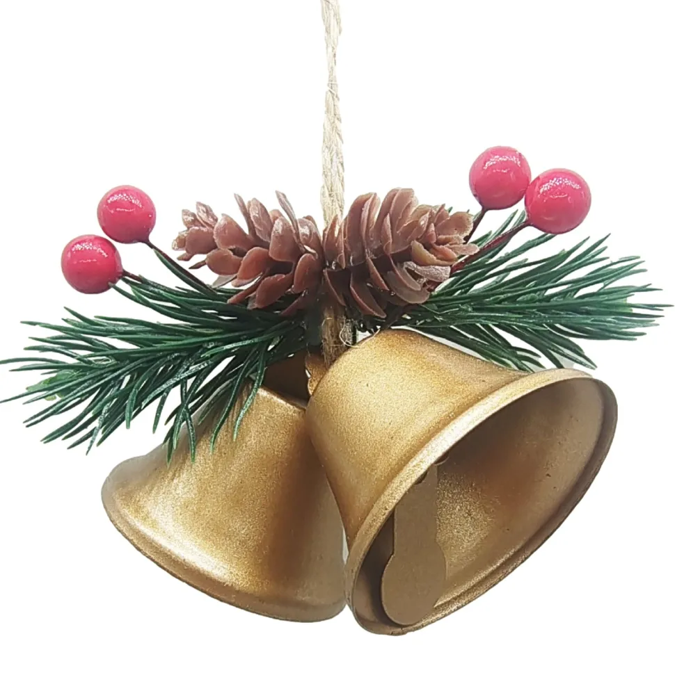 Cloche De Noël : Double Cloche Or