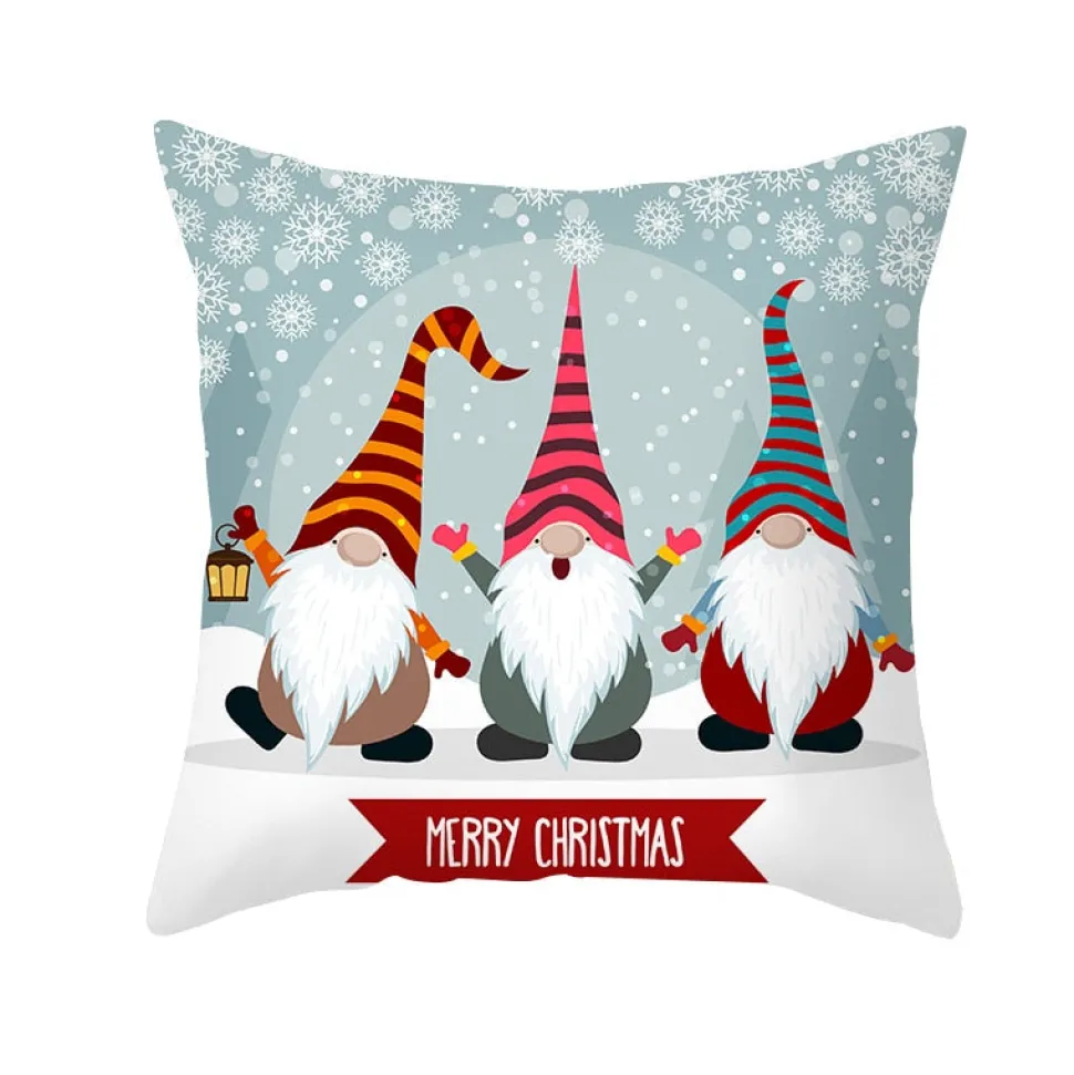 Housse De Coussin De Noël : Lutins Chapeaux Rayés