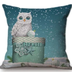 Housse De Coussin Hibou Neige
