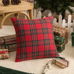 Housse De Coussin Noël Tartan