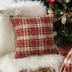Housse De Coussin Noël Tartan