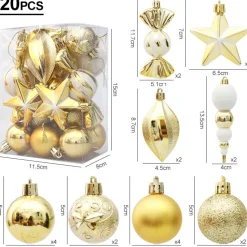 Kit De 20 Décorations De Noël Dorées