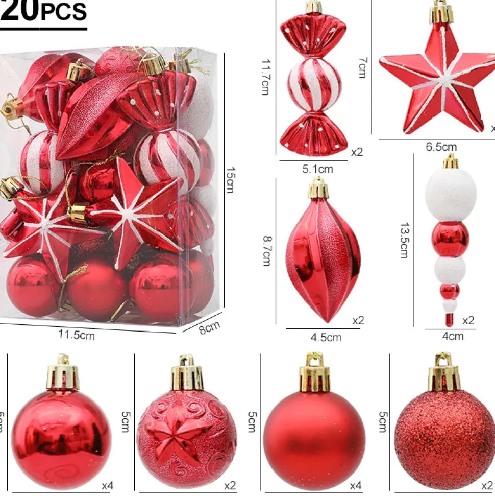 Kit De 20 Décorations De Noël Rouges