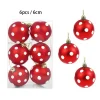 Lot De 6 Boules De Noël - Rouge à Pois Blancs
