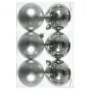 Lot De 6 Boules De Noël Argent 8 Cm