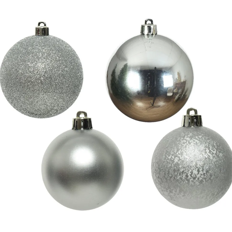 Lot De 30 Boules De Noël Argentées 6 Cm