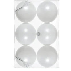 Lot De 6 Boules De Noël Blanches 8 Cm