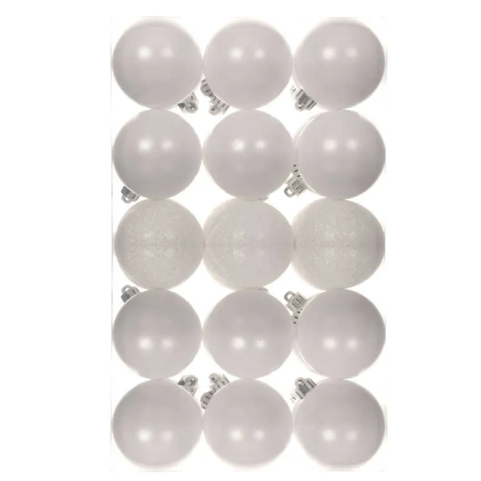 Lot De 30 Boules De Noël Blanches 6 Cm