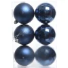 Lot De 6 Boules De Noël Bleu Nuit 8 Cm