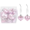 Lot De 12 Boules De Noël Coeur - Rose