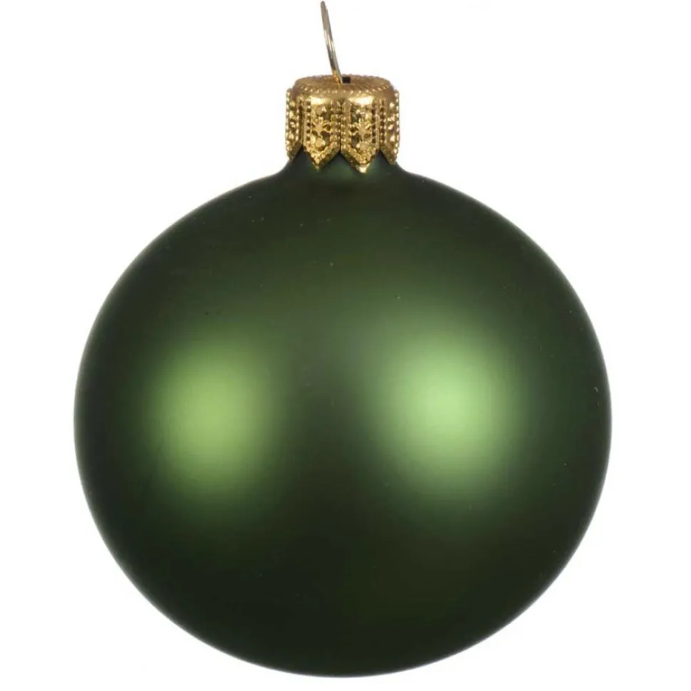 Lot De 4 Boules De Noël Mates 10 Cm- Vert Sapin