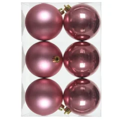 Lot De 6 Boules De Noël Roses 8cm