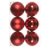 Lot De 6 Boules De Noël Rouges 8cm