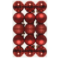 Lot De 30 Boules De Noël Rouges 6 Cm