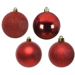 Lot De 30 Boules De Noël Rouges 6 Cm