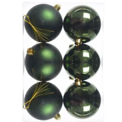 Lot De 6 Boules De Noël Vertes 8cm