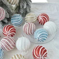 Lot De 6 Boules Perlées - 8cm