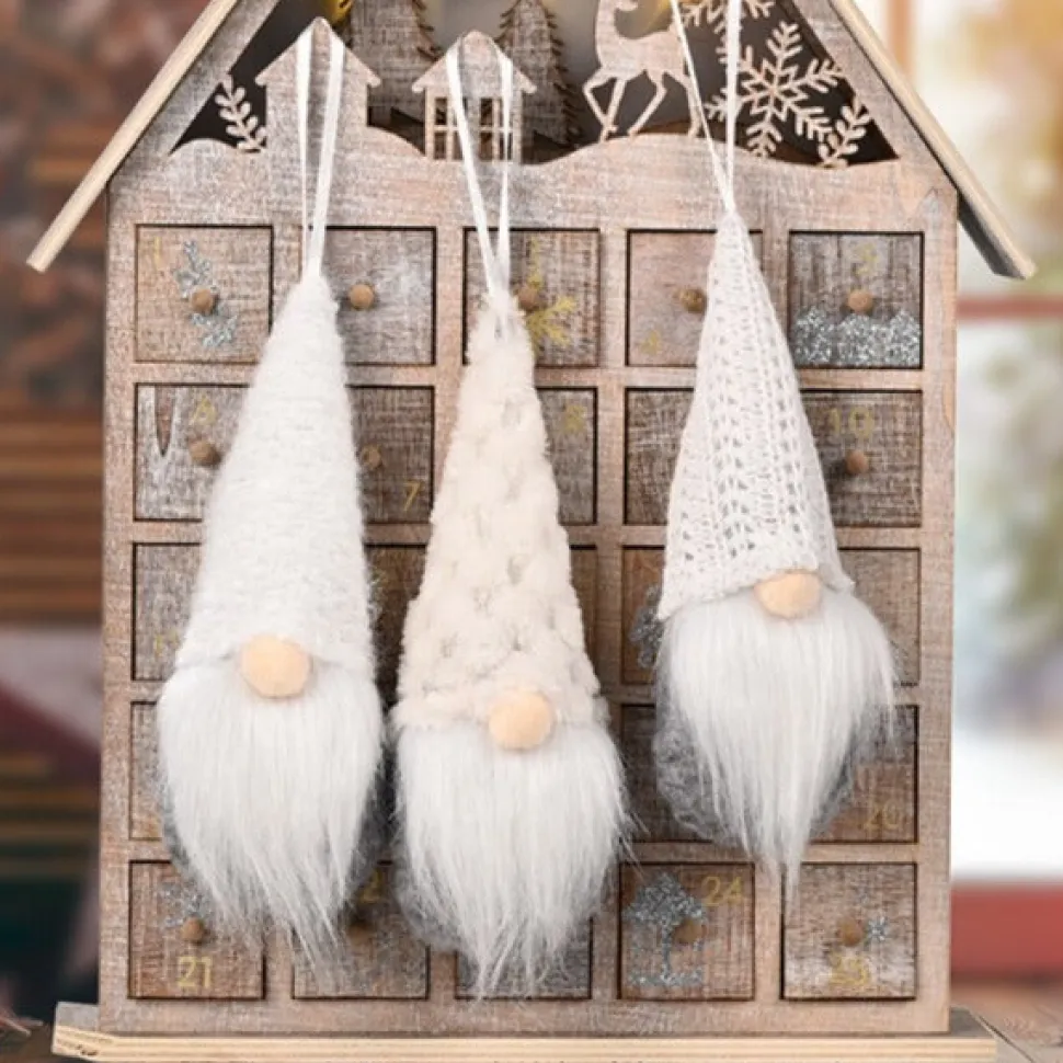 Lot De 3 Lutins De Noël à Suspendre - Blancs
