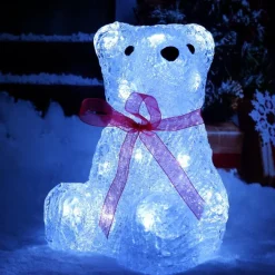 Ours Blanc Illuminé De Noël Acrylique