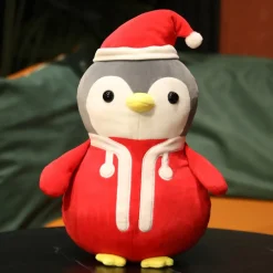 Peluche - Pingouin Père Noël Rouge