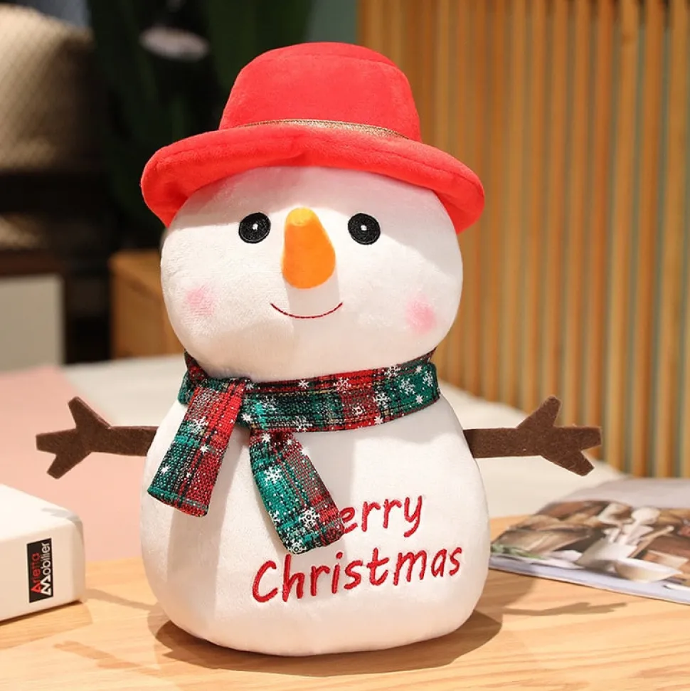 Peluche De Noël : Bonhomme De Neige Avec Chapeau