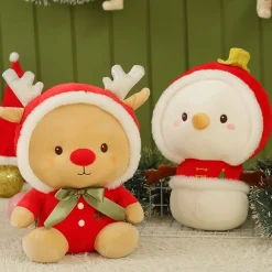 Peluche De Noël - Renne Du Père Noël Et Bonhomme De Neige