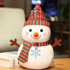 Peluche Pour Enfant : Bonhomme De Neige Chapeau Rayé Noël