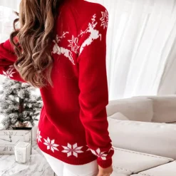 Pull De Noël Femme Rouge Et Blanc