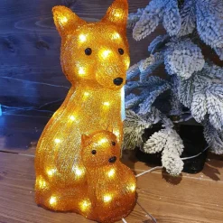 Renard Acrylique - Maman Et Son Petit