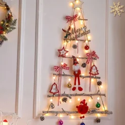 Sapin De Noël Mural Lumineux Rouge