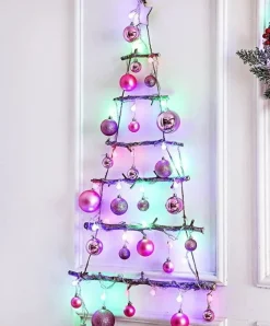 Sapin De Noël Mural Lumineux Rose