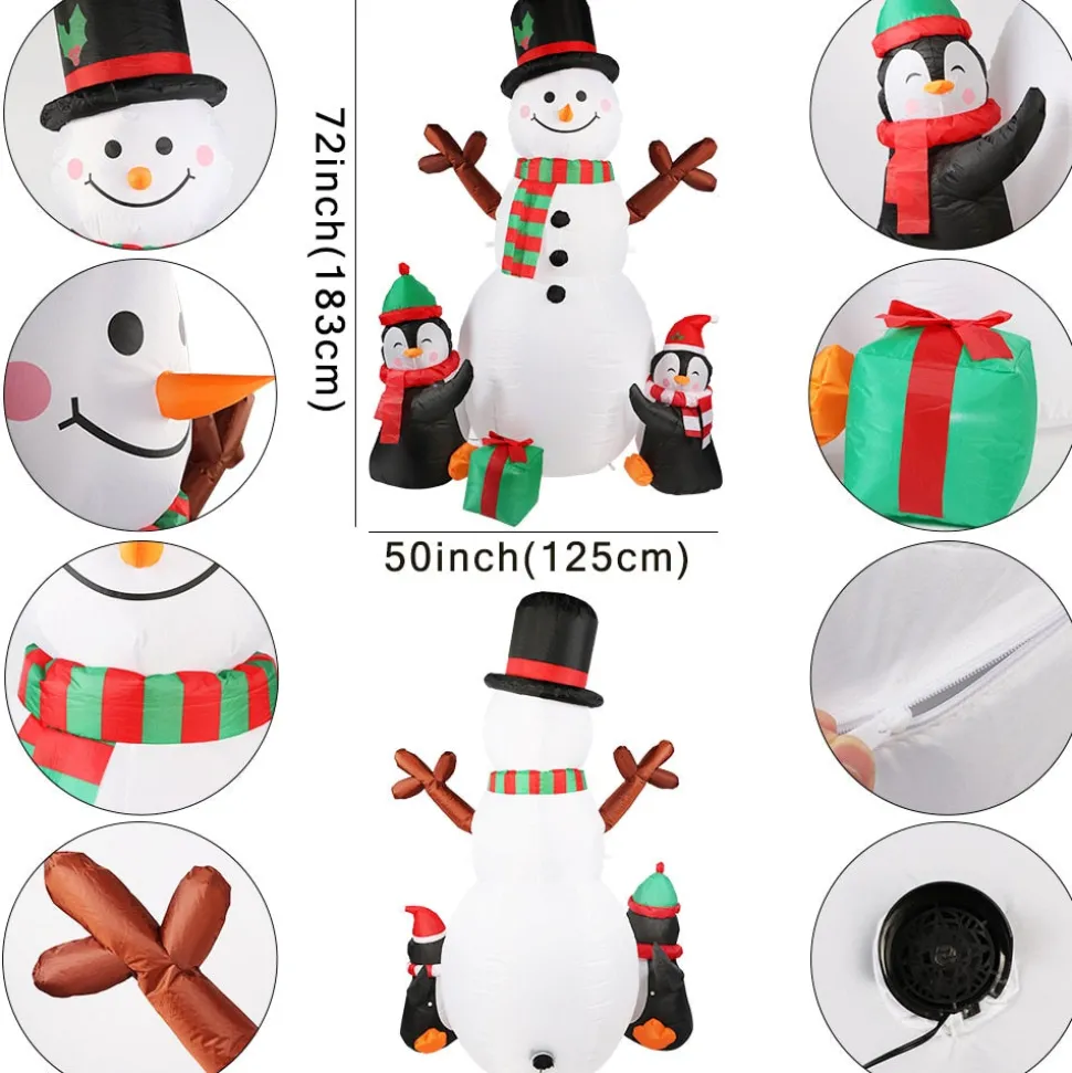 Structure De Noël Gonflable - Bonhomme De Neige Et Pingouins