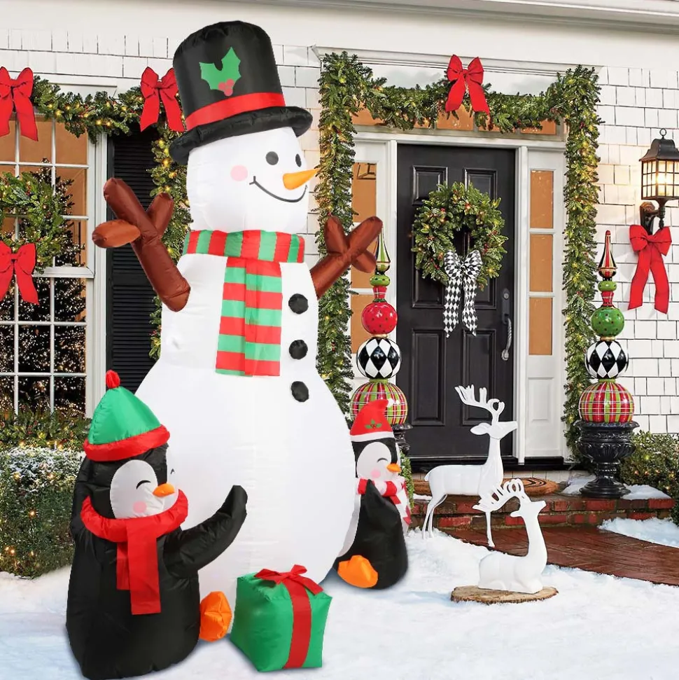 Structure De Noël Gonflable - Bonhomme De Neige Et Pingouins