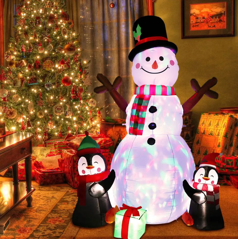 Structure De Noël Gonflable - Bonhomme De Neige Et Pingouins