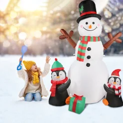 Structure De Noël Gonflable - Bonhomme De Neige Et Pingouins