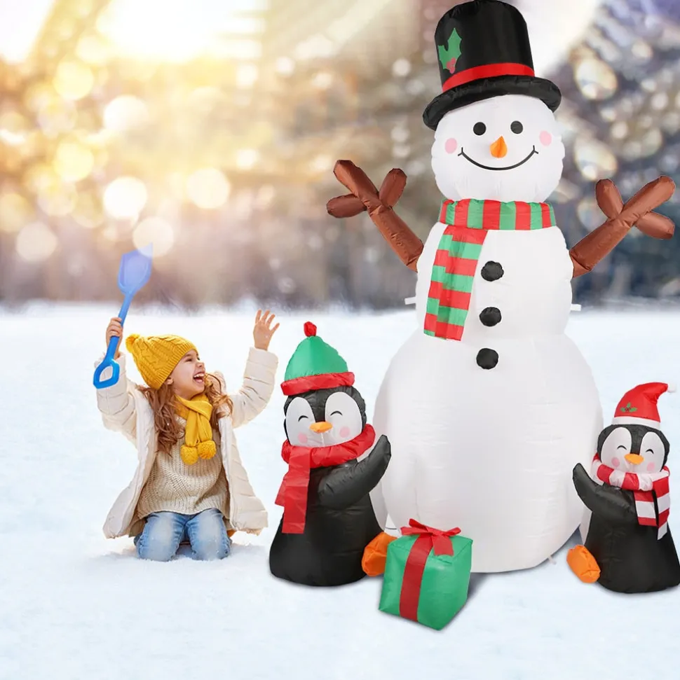 Structure De Noël Gonflable - Bonhomme De Neige Et Pingouins